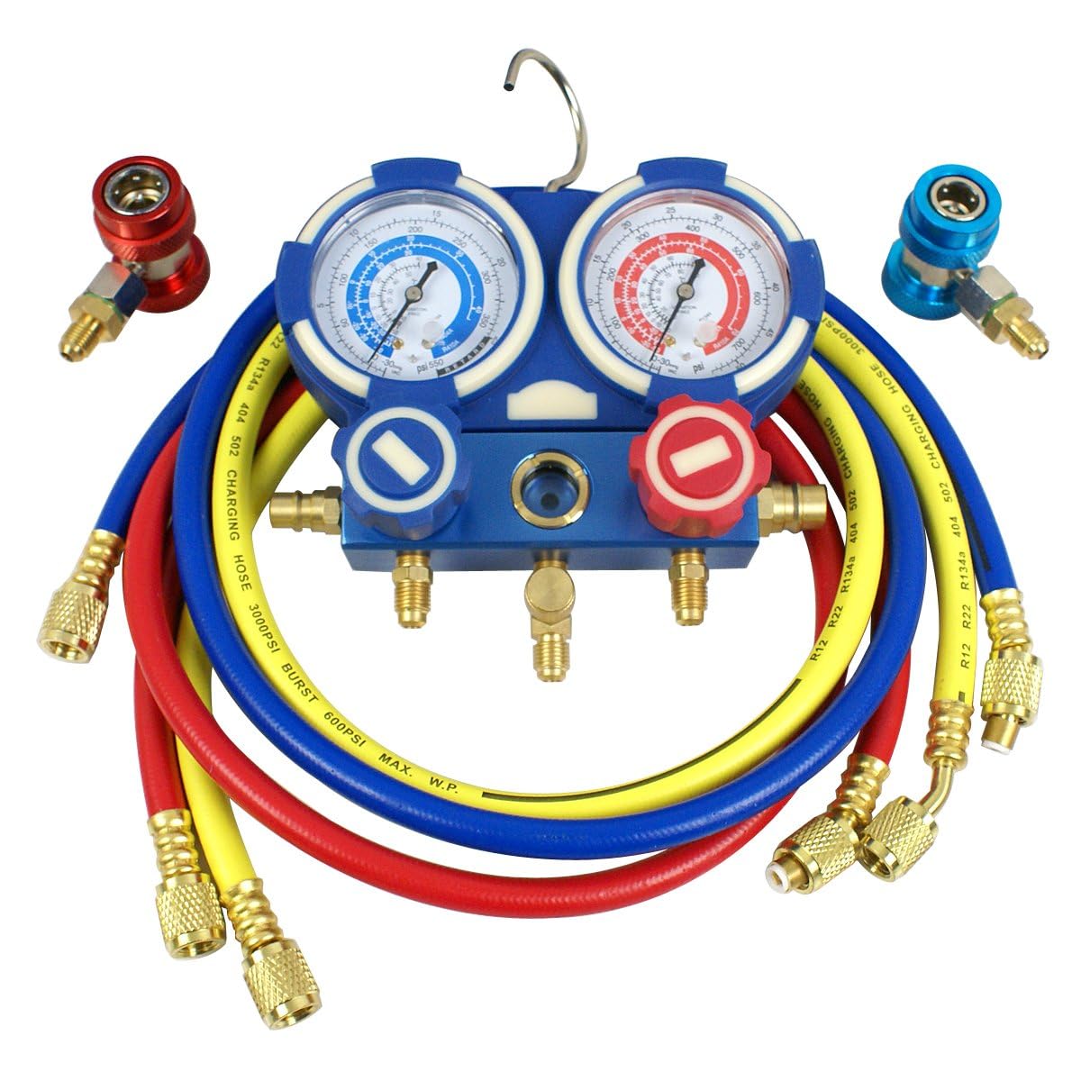 F2C Digital Refrigerant Electronic Charging Scale - HVAC AC Manifold Gauge Set for R134a - Professional Automotive & Home AC Repair Tool Kit