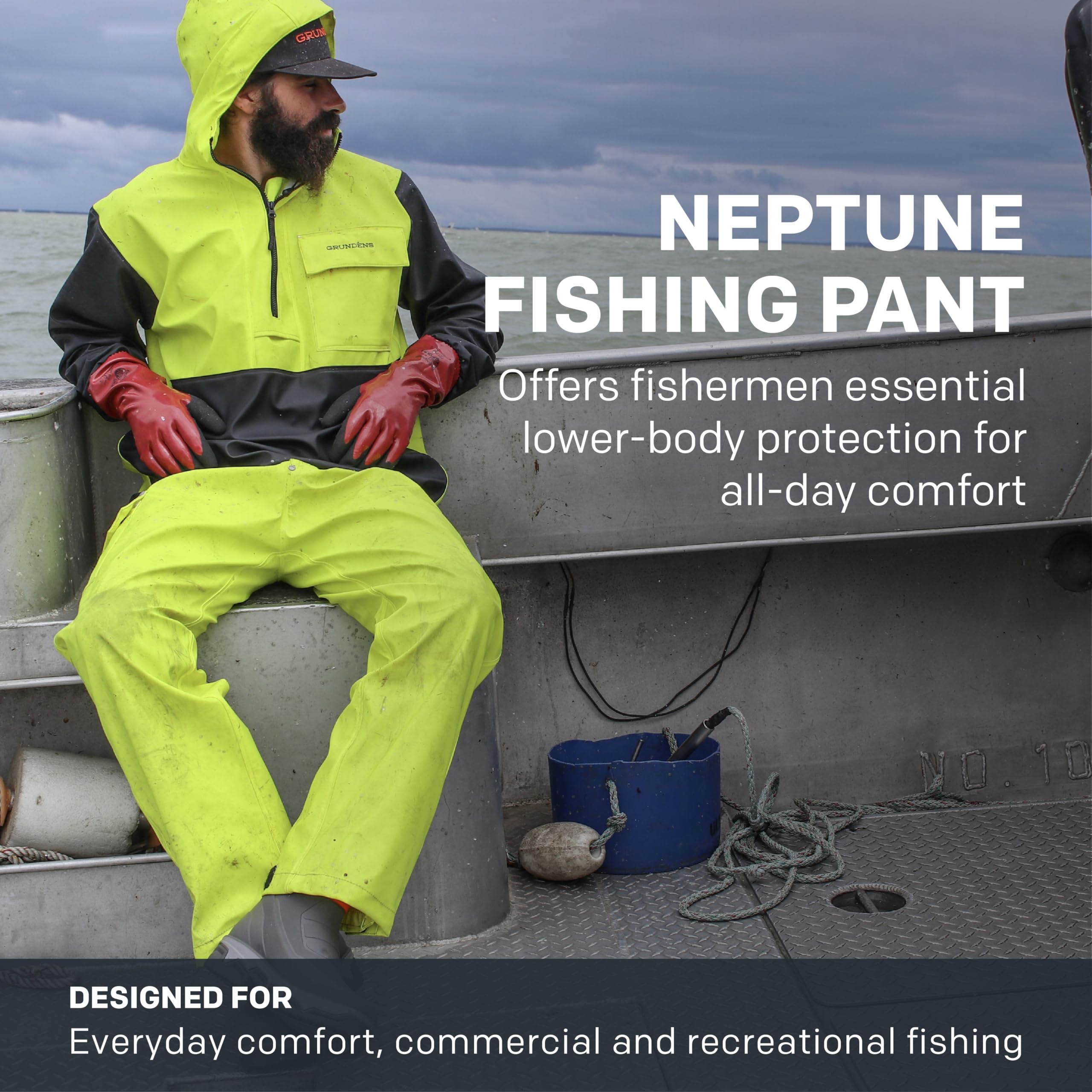 Grundens Men's Neptune Waterproof Breathable Fishing Pants - Durable Rain Pants for Commercial Fishing, Boating & Outdoor Activities