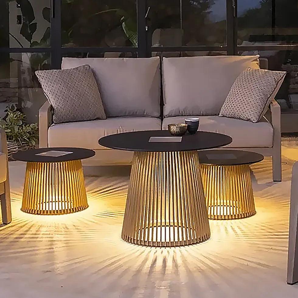 Modern Round Outdoor Floor Lamp - Waterproof Patio Lighting for Garden, Deck, Porch & Backyard - Durable Weatherproof Design for All Seasons