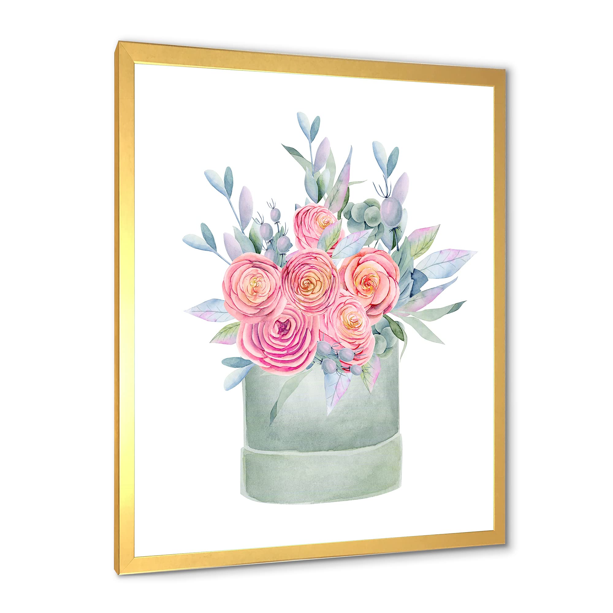 Farmhouse Framed Wall Art with Pink Roses - DesignQ Elegant Gift Box for Home Decor, Living Room, Bedroom & Wedding