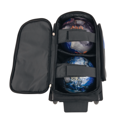 Brunswick Charger 2 Ball Roller Bowling Bag - Blue | Durable 2-Ball Bowling Bag with Wheels for Easy Transport | Perfect for League Play & Tournament Travel