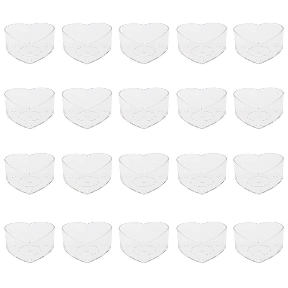 20 Pack Heart Shaped Transparent Plastic Tea Light Cups - Candle Holders, Wax Tins & Candle Molds for DIY Candle Making - Perfect for Weddings, Parties, Home Decor & Romantic Ambiance