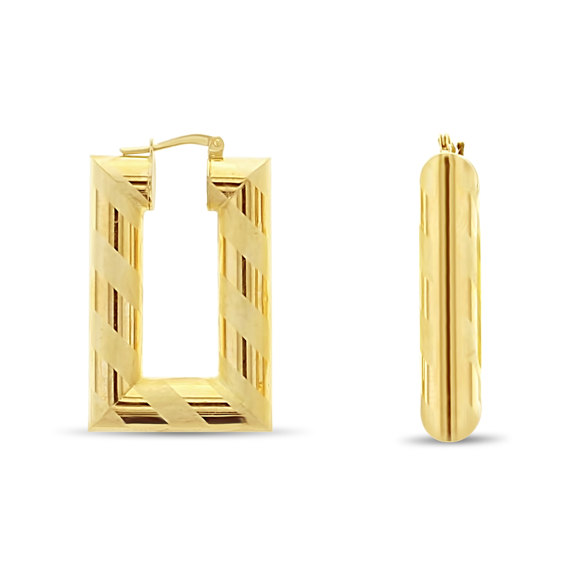 Elegant Striped Candy Cane Rectangular Hoop Earrings - Polished & Satin Finish for Christmas Parties & Holiday Gifts