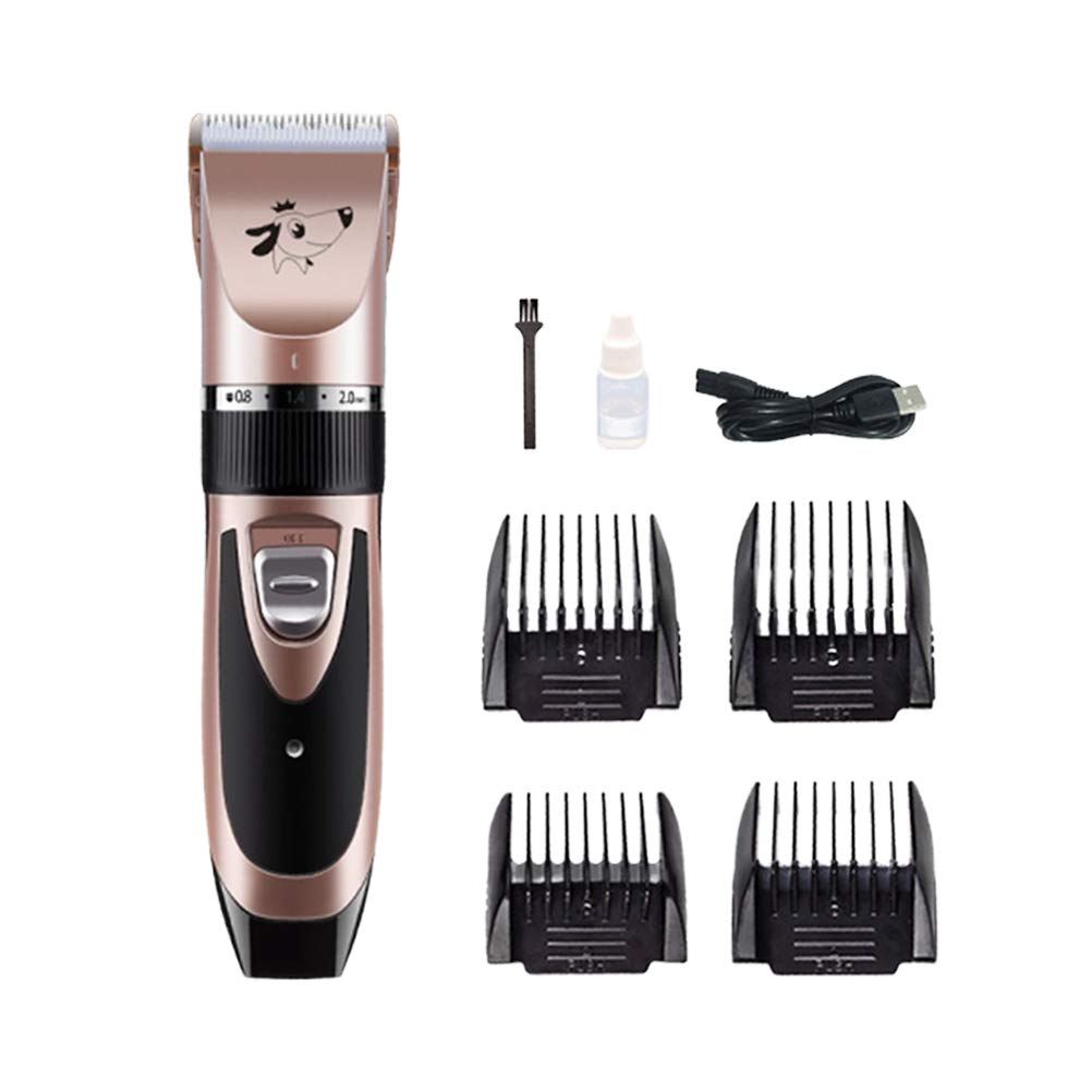 Professional Electric Pet Grooming Clipper - USB Rechargeable Dog & Cat Hair Trimmer for Home Grooming - Rose Gold Standard (Perfect for DIY Pet Haircuts & Regular Grooming Maintenance)