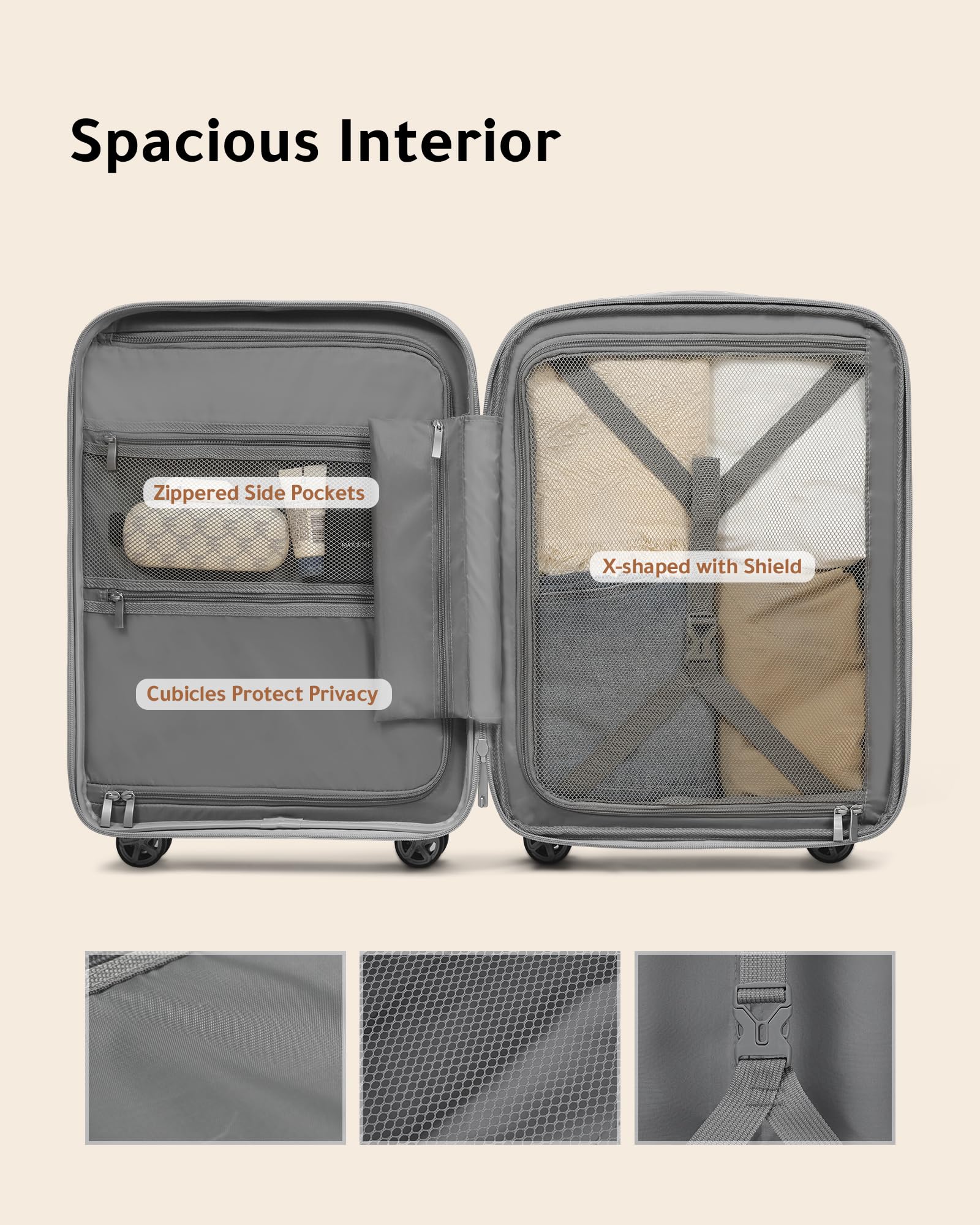 LUGGEX 2-Piece Lightweight Carry-On Luggage Set with 360° Spinner Wheels (14