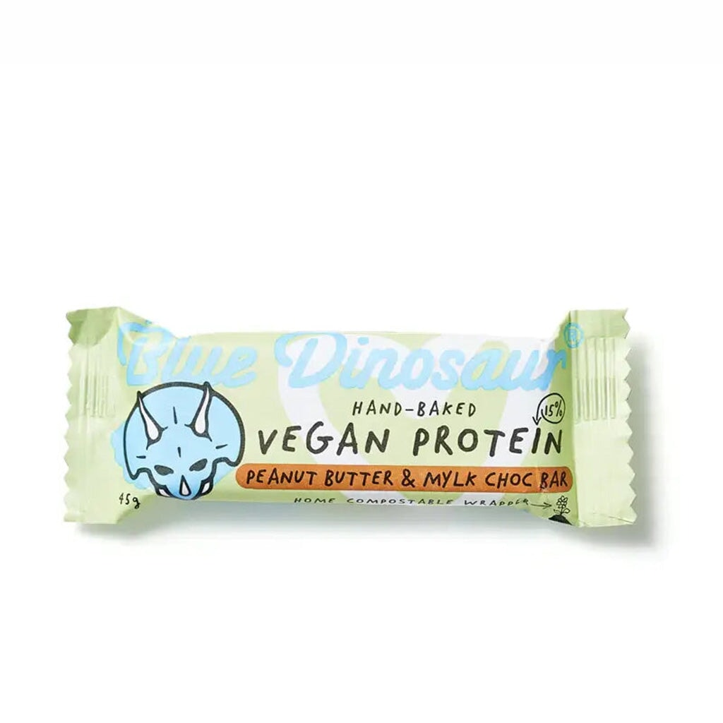 Blue Dinosaur Vegan Protein Bar - Peanut Chocolate Flavor | High Protein Snack for Athletes & Fitness | Gluten-Free, Dairy-Free Energy Bars for Workouts, Hiking & On-the-Go Nutrition