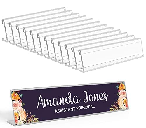 Printtoo Office Desk Name Plate - 12 Pack Reusable Horizontal & Slant Back Nameplates for Business, Training, Events - Perfect for Professional Workspaces, Conferences, and Corporate Gifts