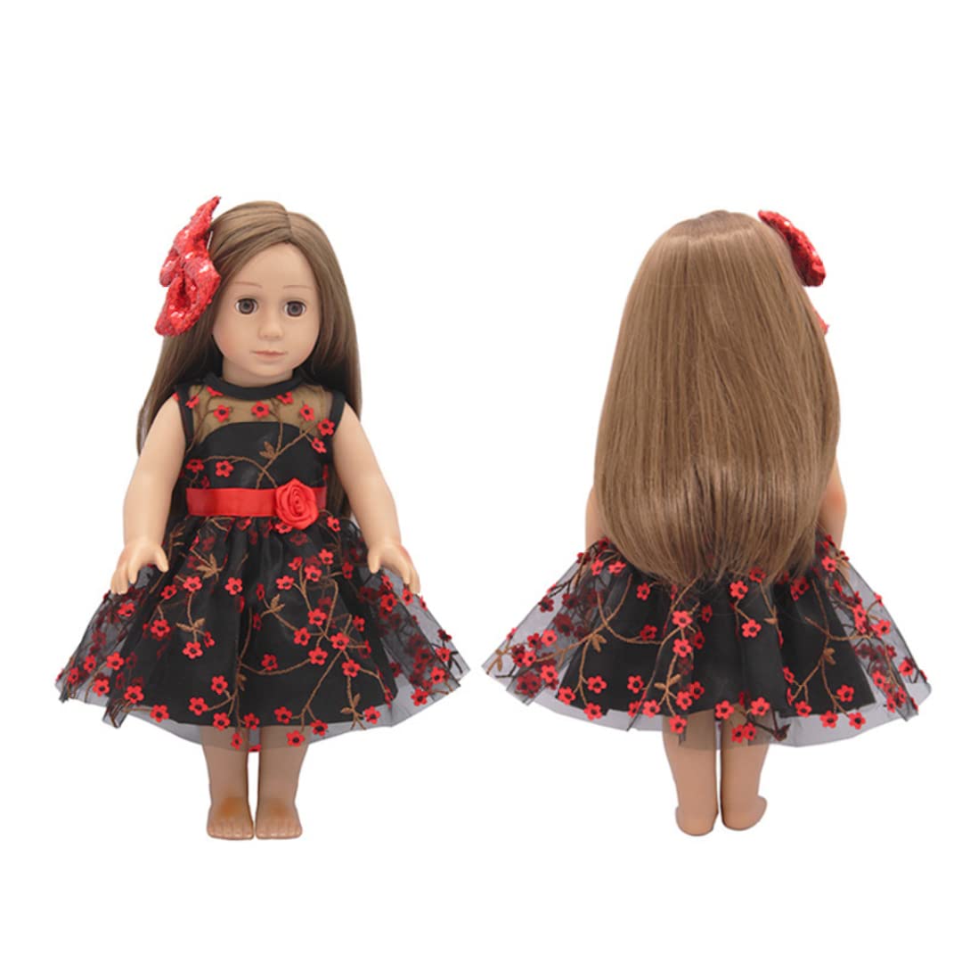 18 Inch Doll Clothes for Girls - Fashionable Doll Dress with Hair Band & Accessories (Black) - Perfect for Playtime, Collecting & DIY Doll Styling