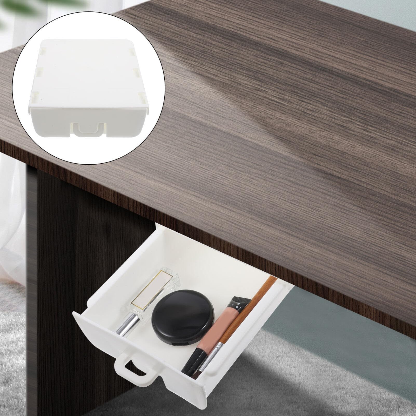 Under Desk Storage Drawers - White Plastic Organizer for Kitchen, Office & Home - Perfect for Desk Drawers, Shelves & Table Storage - Space-Saving Solution for Office Supplies, Utensils & Documents
