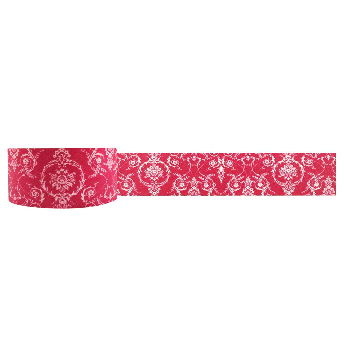 Wrapables Damask Washi Masking Tape - Royal Red Decorative Craft Tape for Scrapbooking, Gift Wrapping, Journaling & DIY Projects