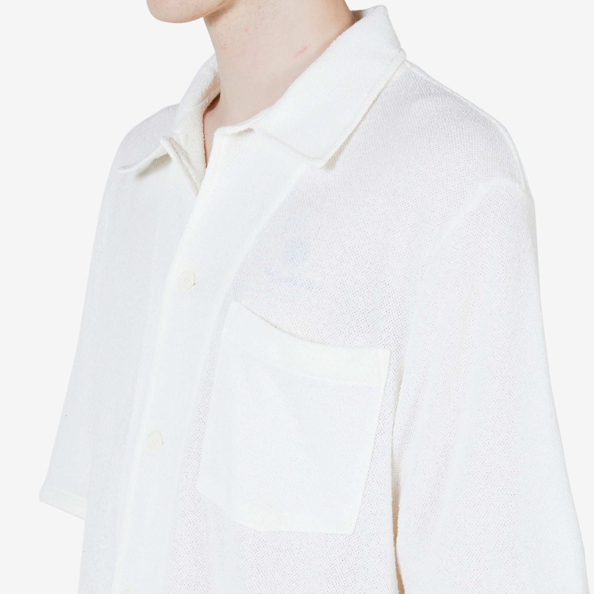 Box Shirt Short Sleeve White Boucle - Stylish Casual Top for Women | Perfect for Summer Outfits, Beach Wear & Everyday Fashion