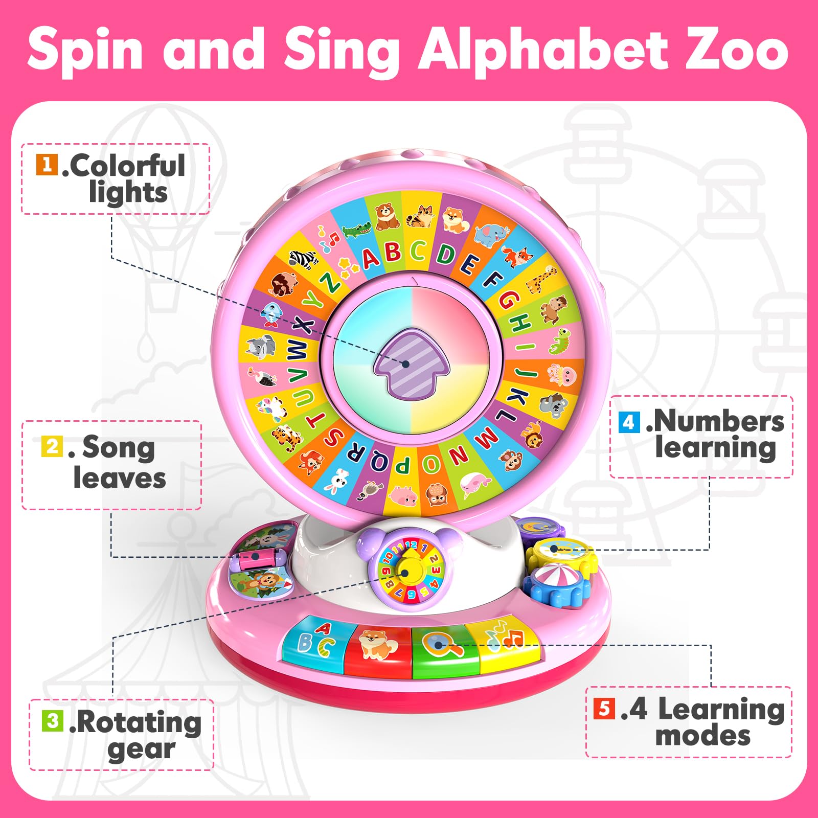 Musical Alphabet Zoo Toy for Toddlers 1-3 Years - Educational Gift for Boys & Girls - Perfect for Christmas & Birthdays