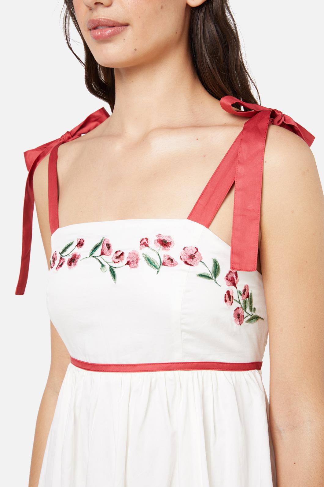 Elegant Poppy Embroidered Dress for Women - Floral Summer Maxi Dress for Beach, Party & Wedding - Boho Chic Fashion