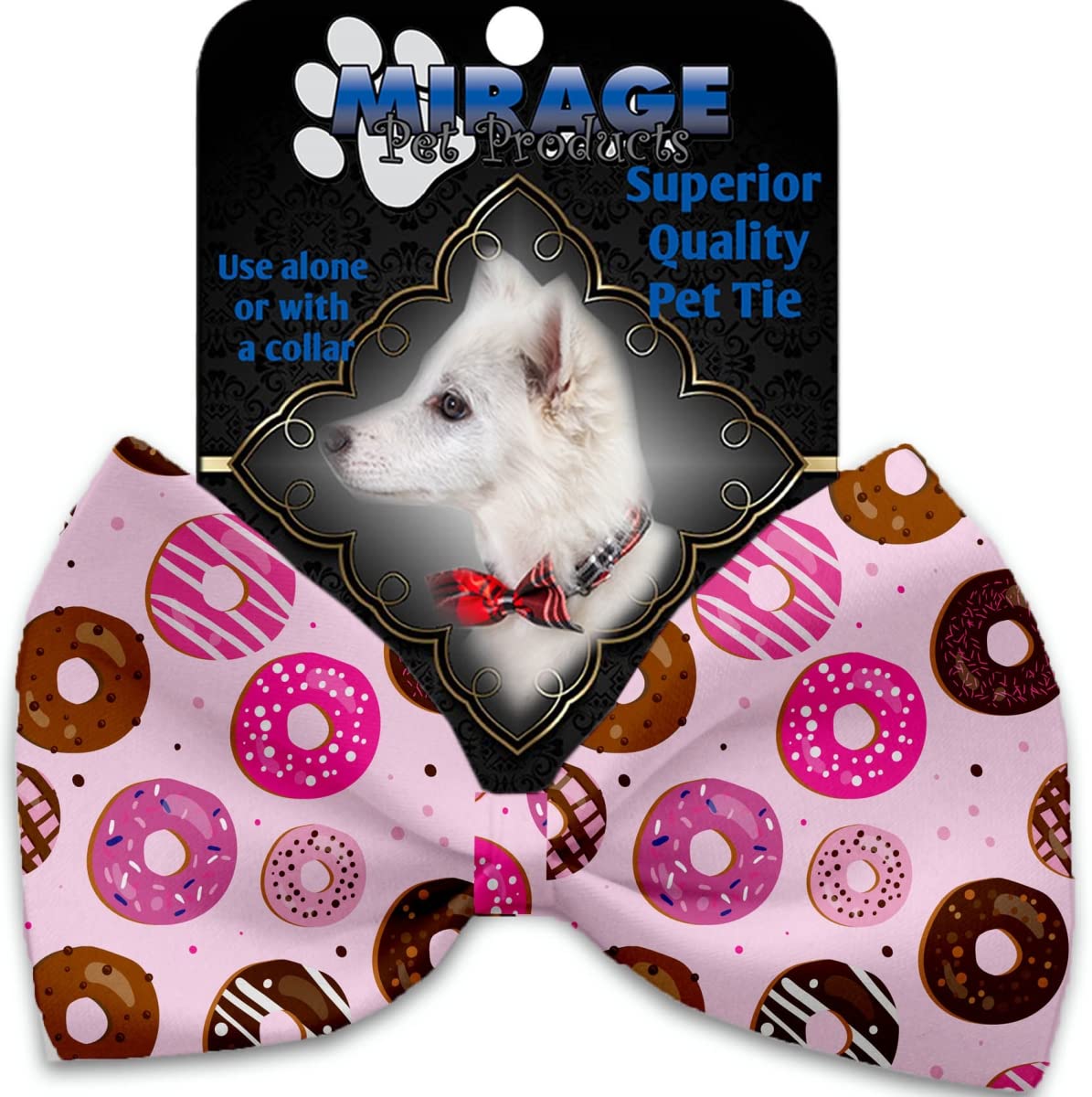 Pink Donut Pet Bow Tie Collar Accessory - Adjustable Velcro Dog Necktie for Small & Medium Dogs - Perfect for Birthdays, Parties & Photo Shoots