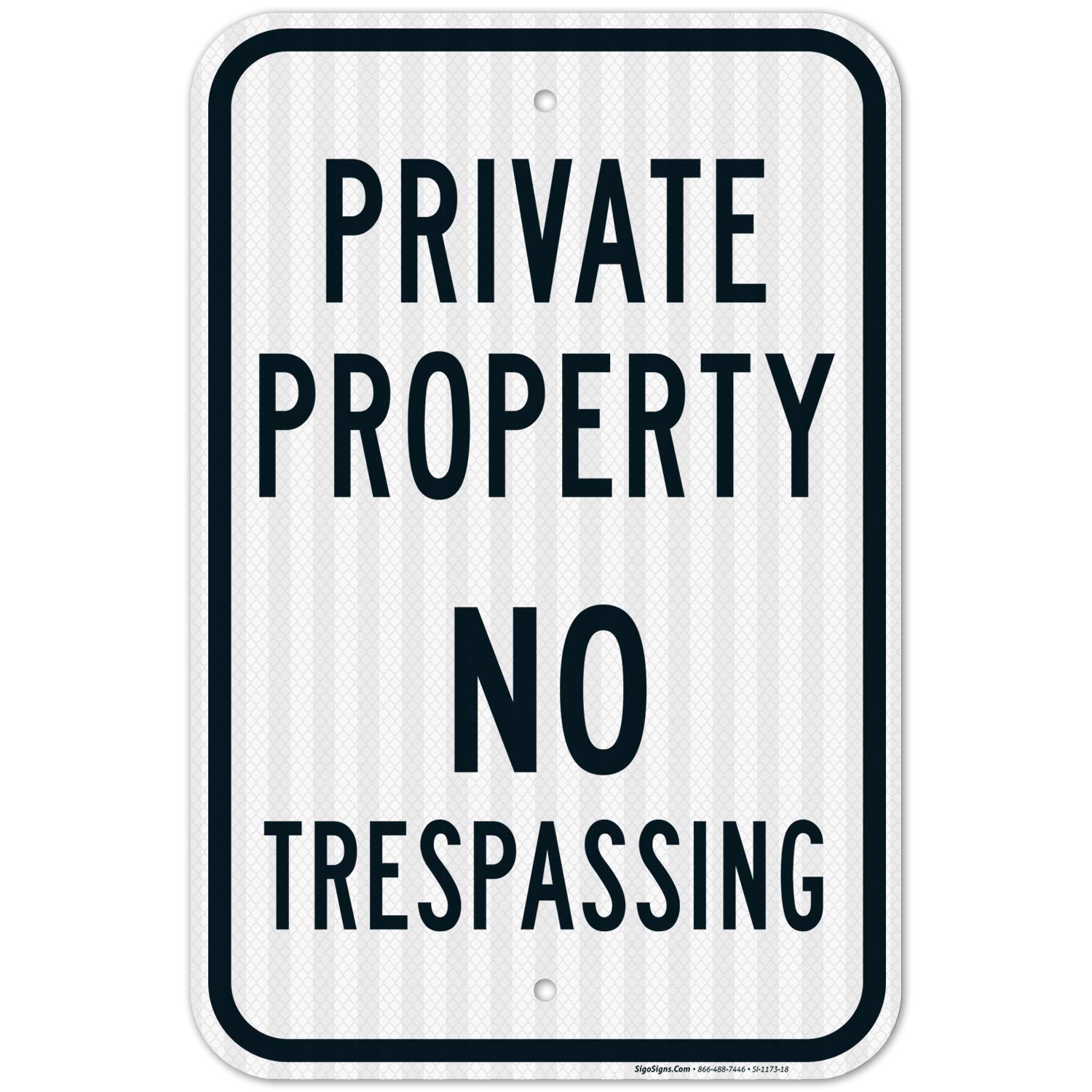 Private Property No Trespassing Sign - 12x18 Inch Reflective Aluminum Sign with 3M EGP Coating, Weatherproof & Fade Resistant for Indoor/Outdoor Use - Made in USA - Perfect for Farms, Warehouses, and Home Security