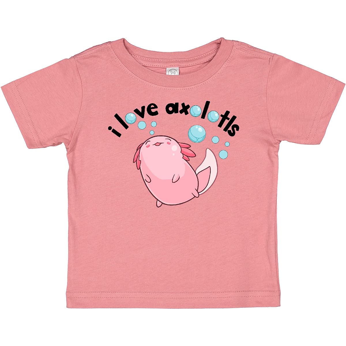 Inktastic I Love Axolotls with Bubbles Baby T-Shirt - Cute Axolotl Graphic Tee for Boys & Girls - Soft Cotton Infant Shirt for Casual Wear, Playdates & Animal Lovers