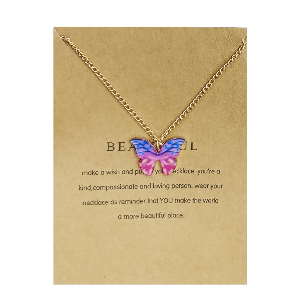YouBella 5-Piece Gold Plated Butterfly Pendant Necklace Set for Women & Girls - Stylish Jewelry Gift (Multicolor) - Perfect for Birthdays, Anniversaries & Everyday Fashion Accessories (YBNK_50616)