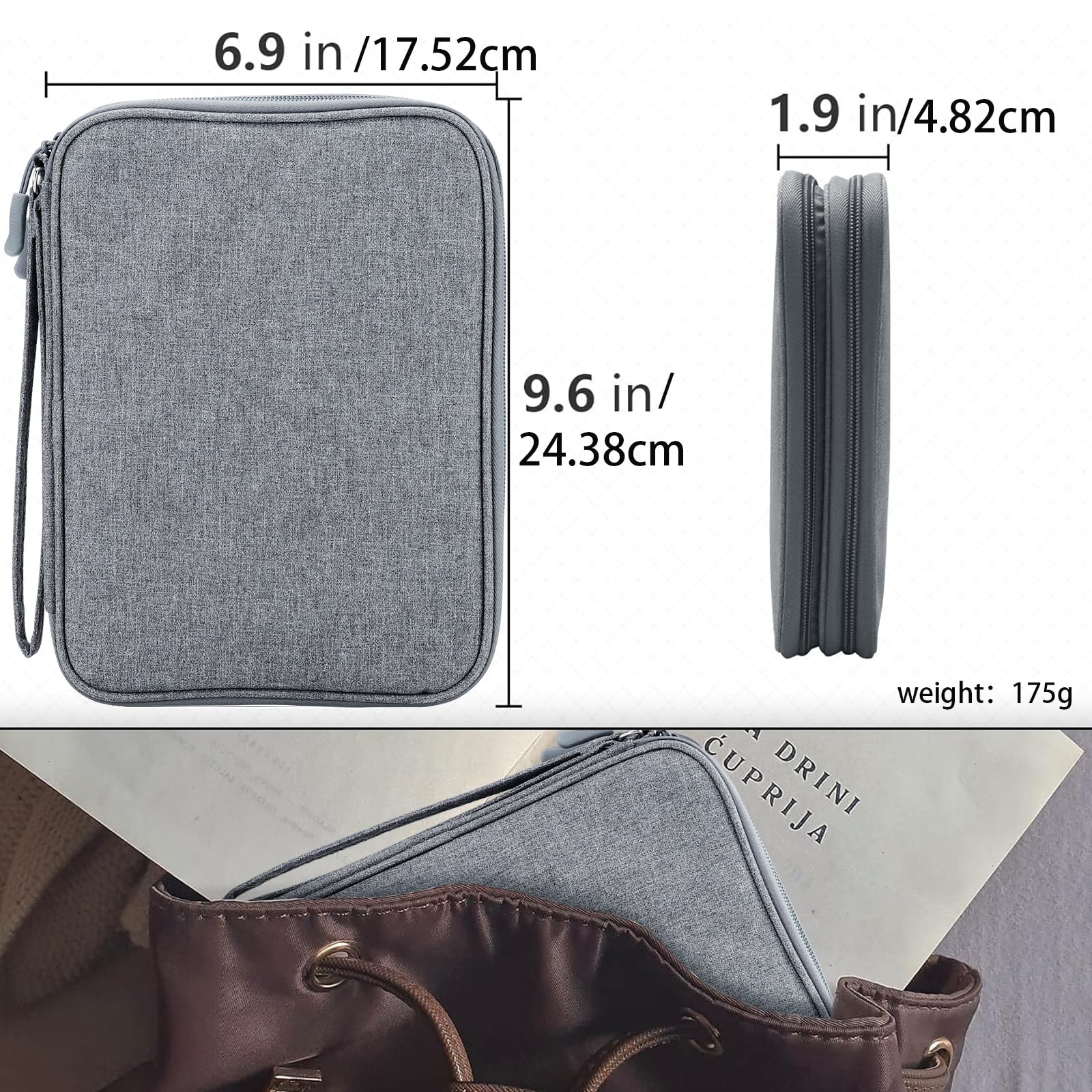 Teskyer Waterproof Travel Organizer Bag for Electronics & Cables - 9.6 x 6.9 Inch Dark Gray Travel Accessories - Perfect for Men & Women Travel Essentials, Business Trips, Vacations & Holiday Packing