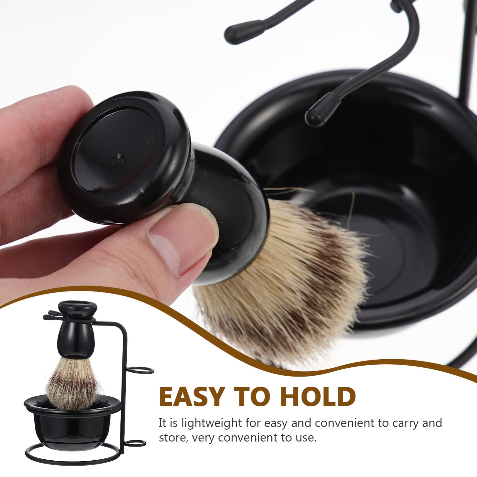 Premium Metal Shaving Brush Holder & Stand - Durable Beard Grooming Kit for Men with Convenient Shaving Mug & Mixing Bowl | Perfect for Home Barbershop, Travel & Gift for Men