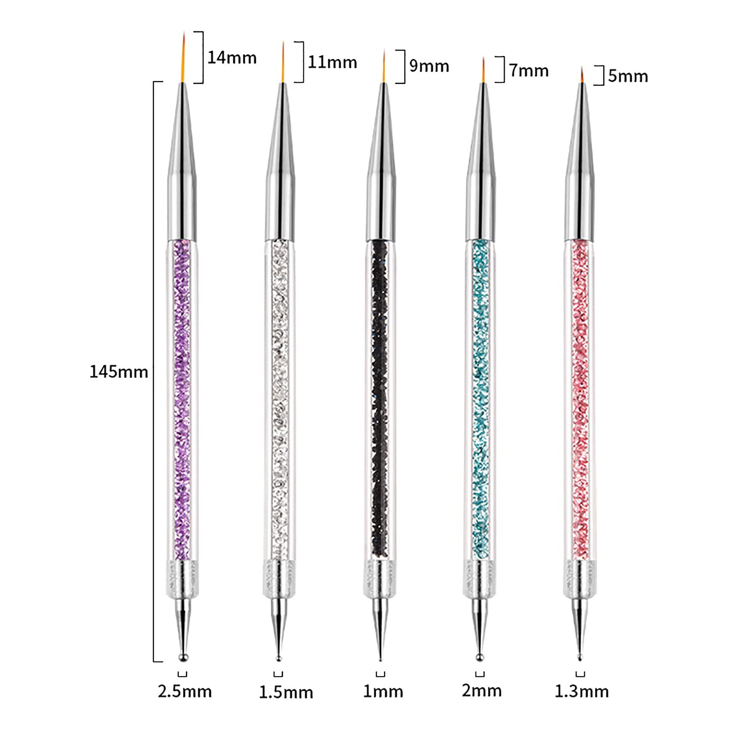 WOKOTO 8-Piece Ombre Nail Brush Set with 4 Nail Sponges - Professional Nail Art Brushes for Gel, Acrylic & Gradient Nails - Includes Liner Brushes & Dotting Tools in Various Sizes - Perfect for Salon, Home Manicures & DIY Nail Art Designs