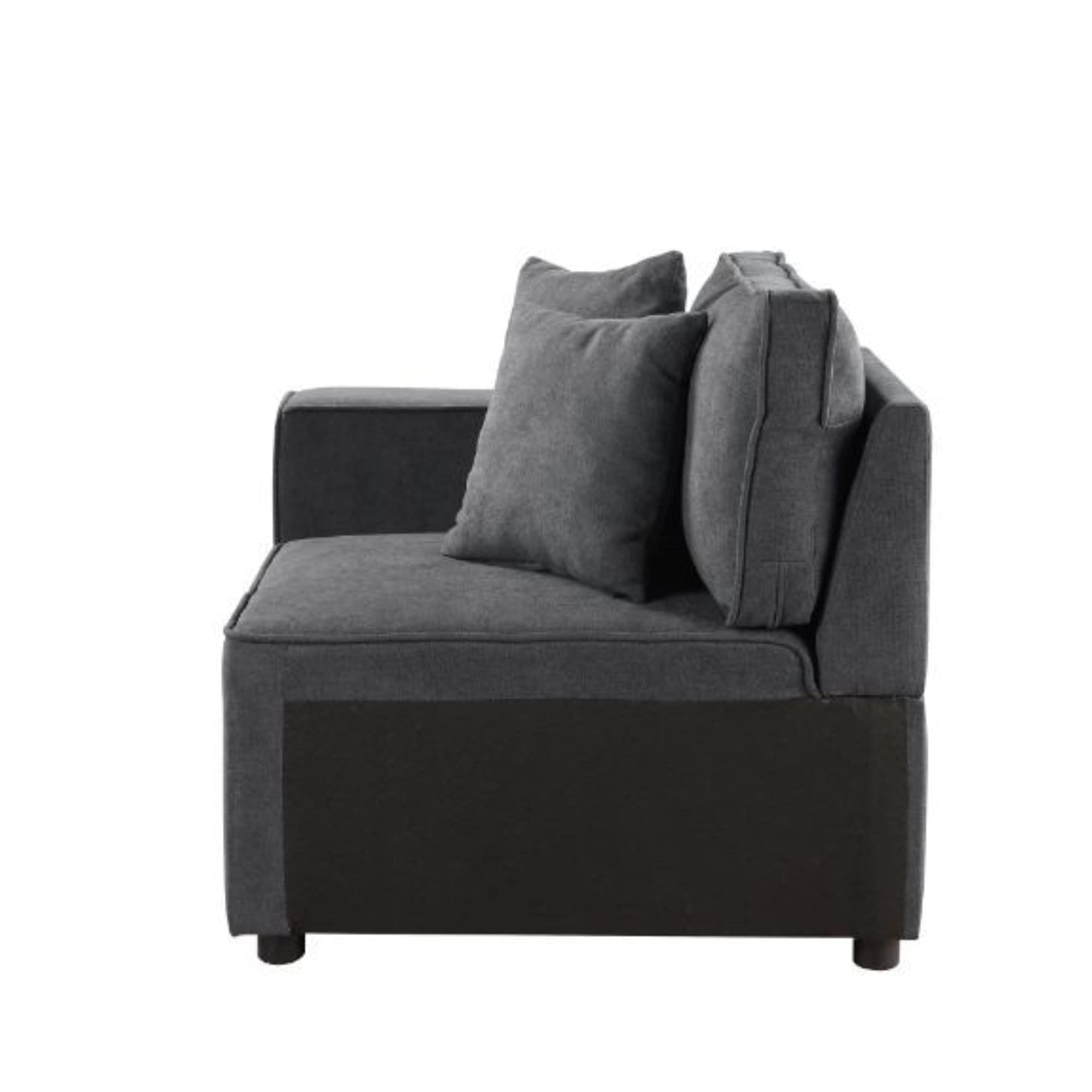 Acme Furniture Silvester Sectional Sofa - Gray Fabric Upholstered Modern Living Room Couch for Home & Office Comfort