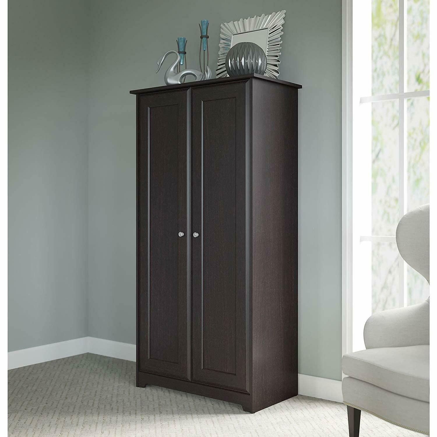 Espresso Wooden Pantry Cabinet - Tall Storage Organizer for Kitchen, Laundry Room & Closet - Space-Saving Cupboard with Adjustable Shelves for Food, Cleaning Supplies & Household Items