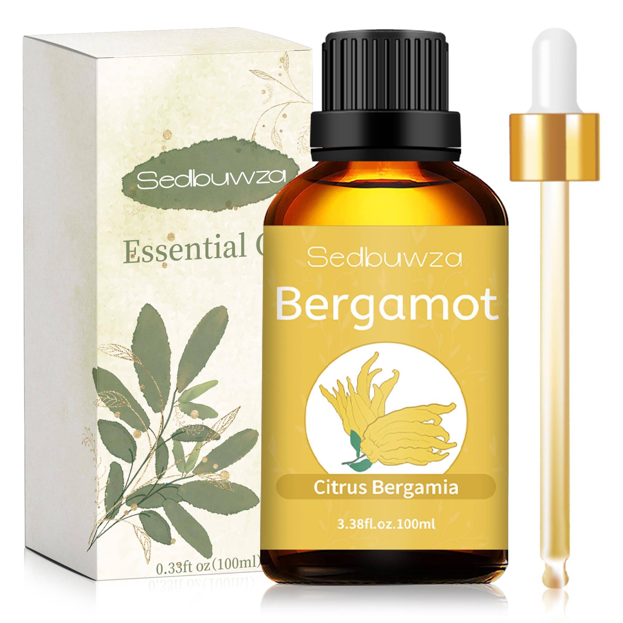 Organic Bergamot Essential Oil 3.38 Fl Oz (100ML) - Pure Aromatherapy Oil for Diffusers, Candles, Soap Making & DIY Fragrance - Perfect for Relaxation, Stress Relief & Home Spa