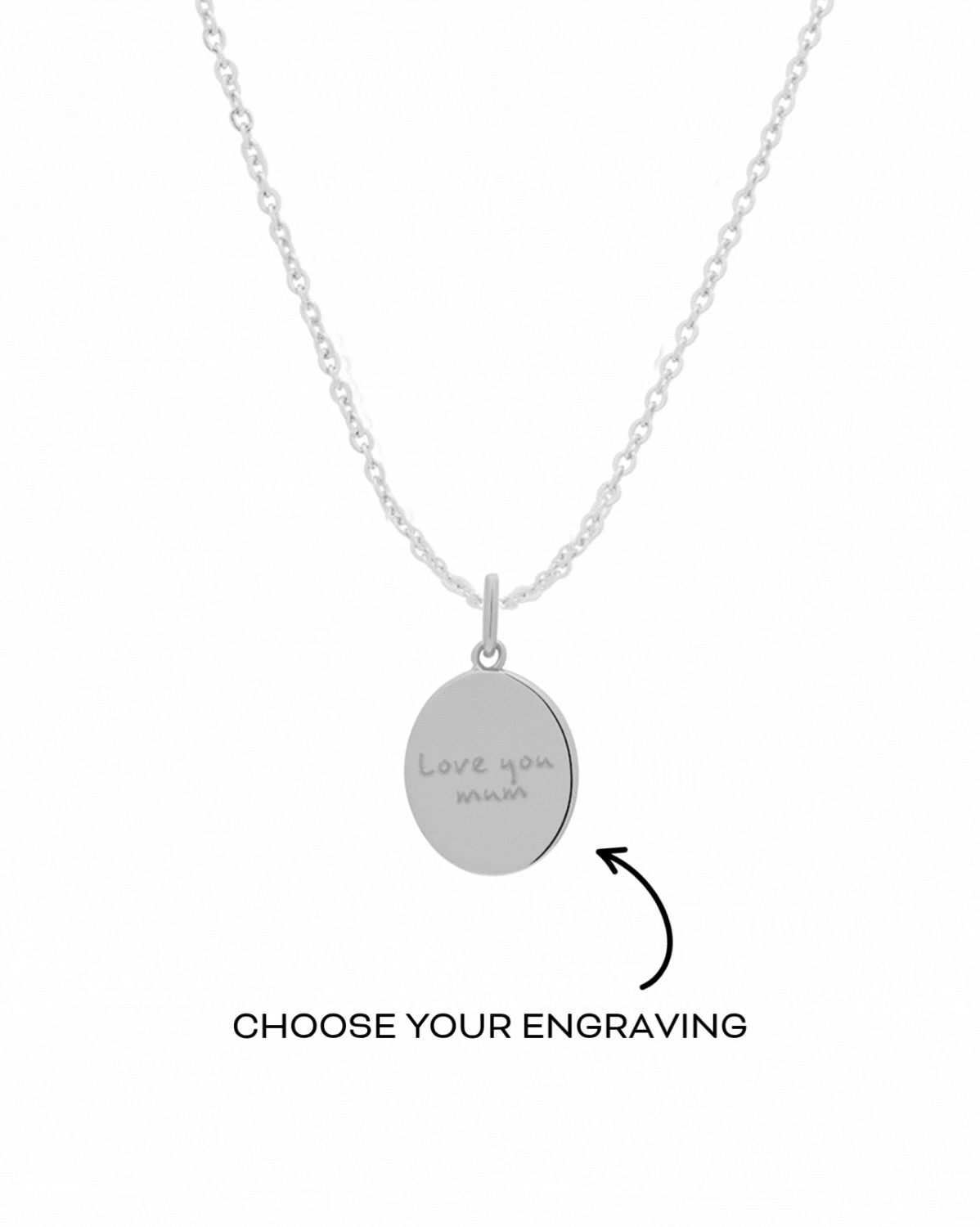 Personalized Engraved Oval Pendant Necklace - Sterling Silver Jewelry for Women - Perfect Gift for Anniversary, Birthday & Valentine's Day