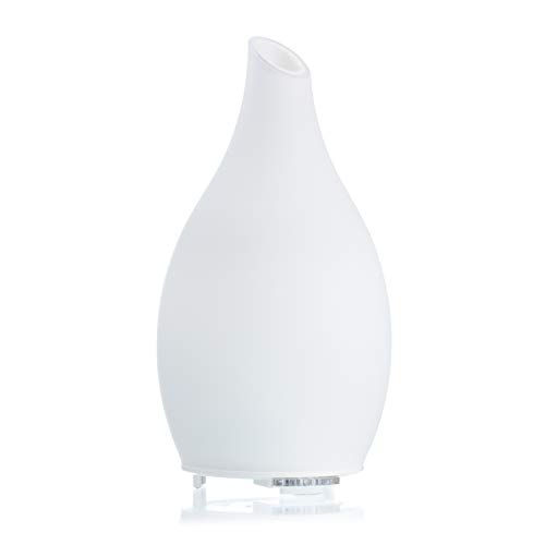 ELLESTFUN 120ml Ultrasonic Essential Oil Diffuser & Humidifier with Auto Shut-Off, 7-Color LED Lights, Ancient Art Glass Design - Perfect for Home, Office, Yoga & Spa Aromatherapy (Clear, GH2166A1)