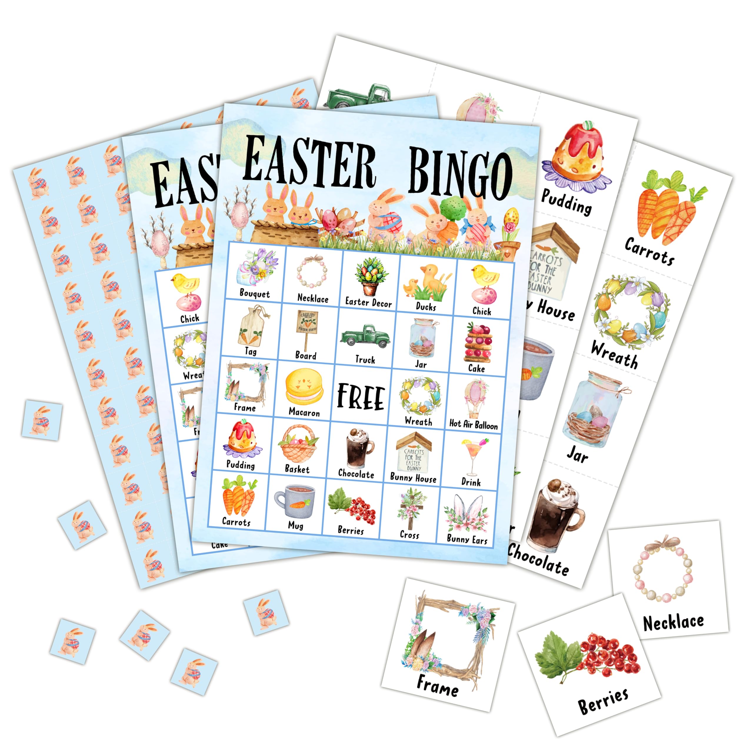 Easter Bingo Game Cards Set for 24 Players - Fun Family Easter Party Games for Large Groups - Easter Bingo Supplies & Decorations - Perfect for Easter Celebrations, Classroom Activities & Holiday Gatherings