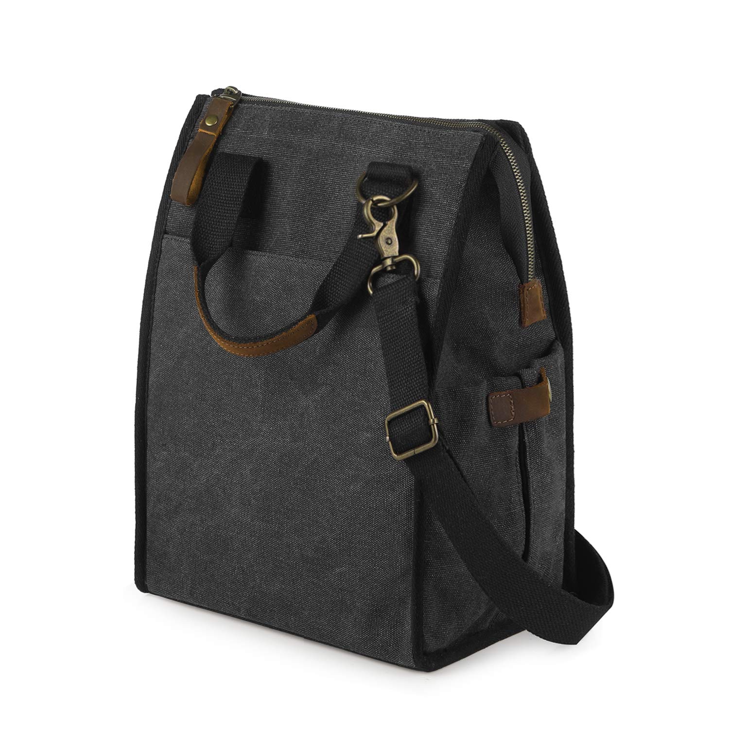 SMRITI Insulated Reusable Lunch Bag for Women & Men - 9.6L Leakproof Thermal Tote with Shoulder Strap - Perfect for Work, Office, School, Picnic, Beach & Travel (Dark Grey)