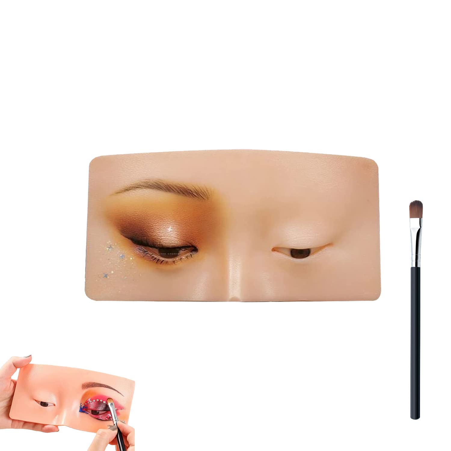 Professional Silicone Makeup Practice Board - Bionic Skin Eyelash & Eyeshadow Training Mannequin for Beginners | Perfect for Lash Extension Practice, Eyeshadow Blending & Makeup Artist Training at Home or Salon