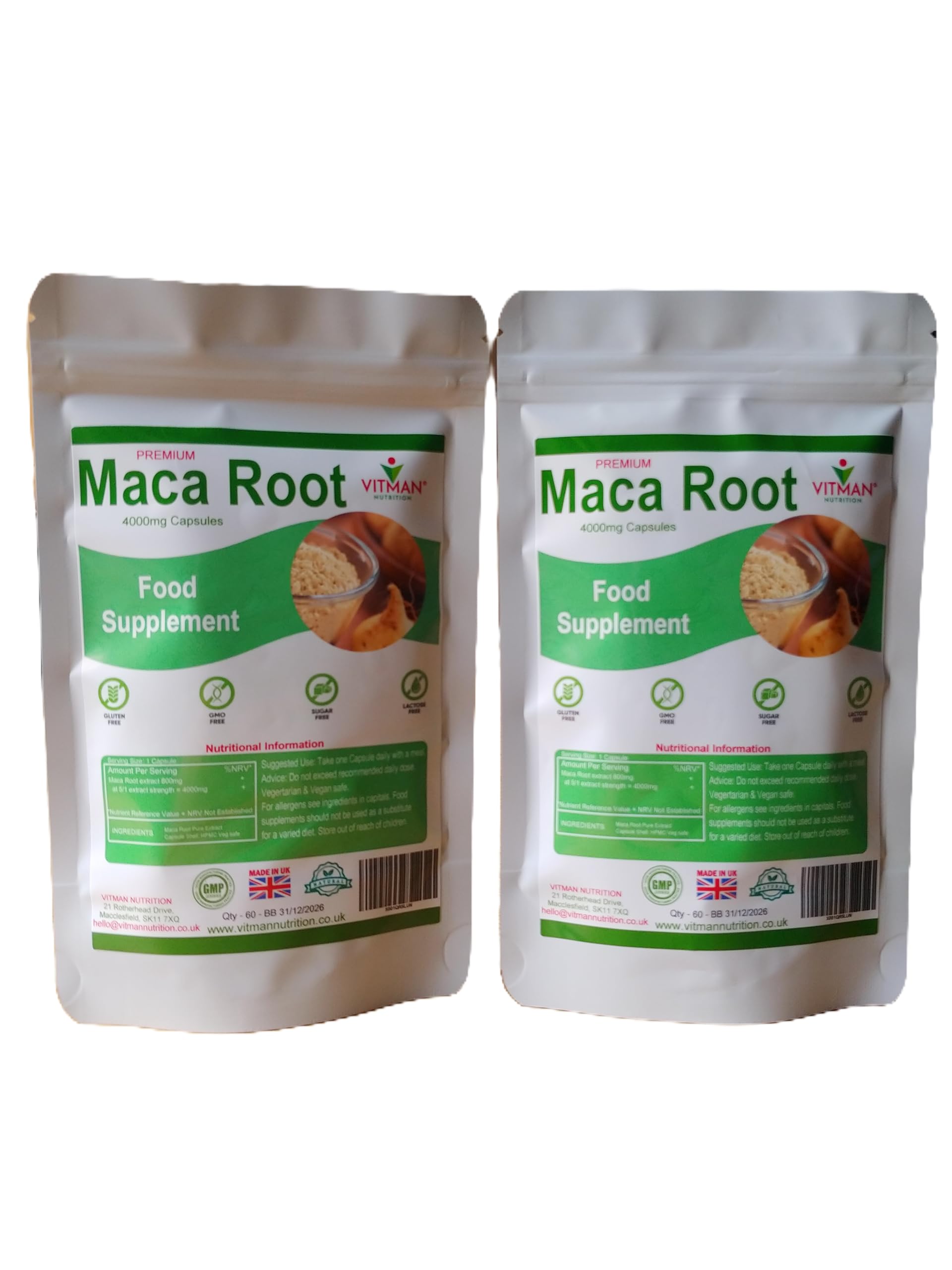 Organic Maca Root 4000mg - 60 Vegan Capsules - 2 Month Supply - High Strength Peruvian Maca Powder for Energy, Libido & Hormone Balance - Made in UK - Perfect for Daily Wellness & Fitness Routines