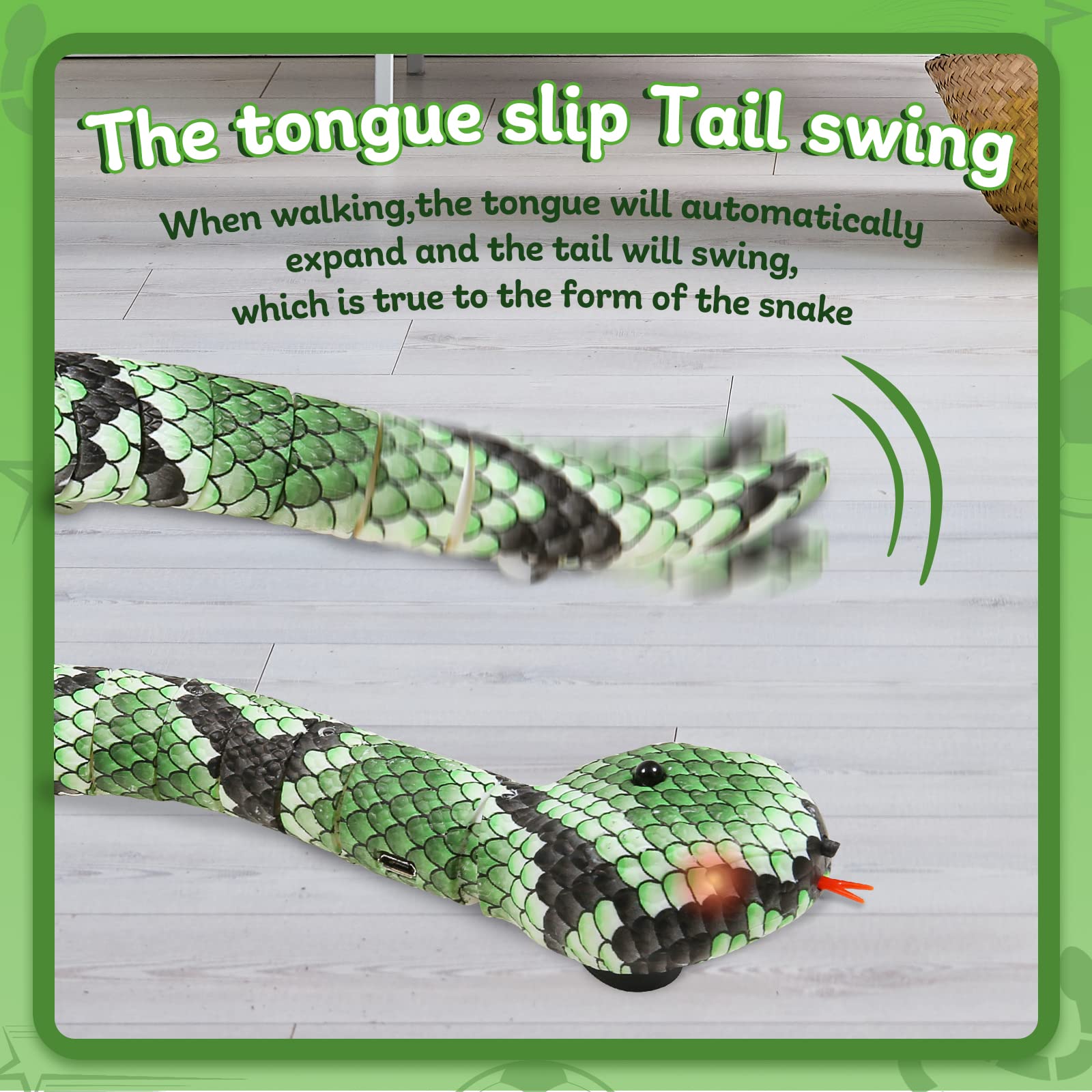 Smart Sensing Snake Cat Toy - USB Rechargeable Electric Simulation Slithering Serpent for Kittens, Cats & Dogs - Interactive Play Toy for Indoor Entertainment & Pet Exercise
