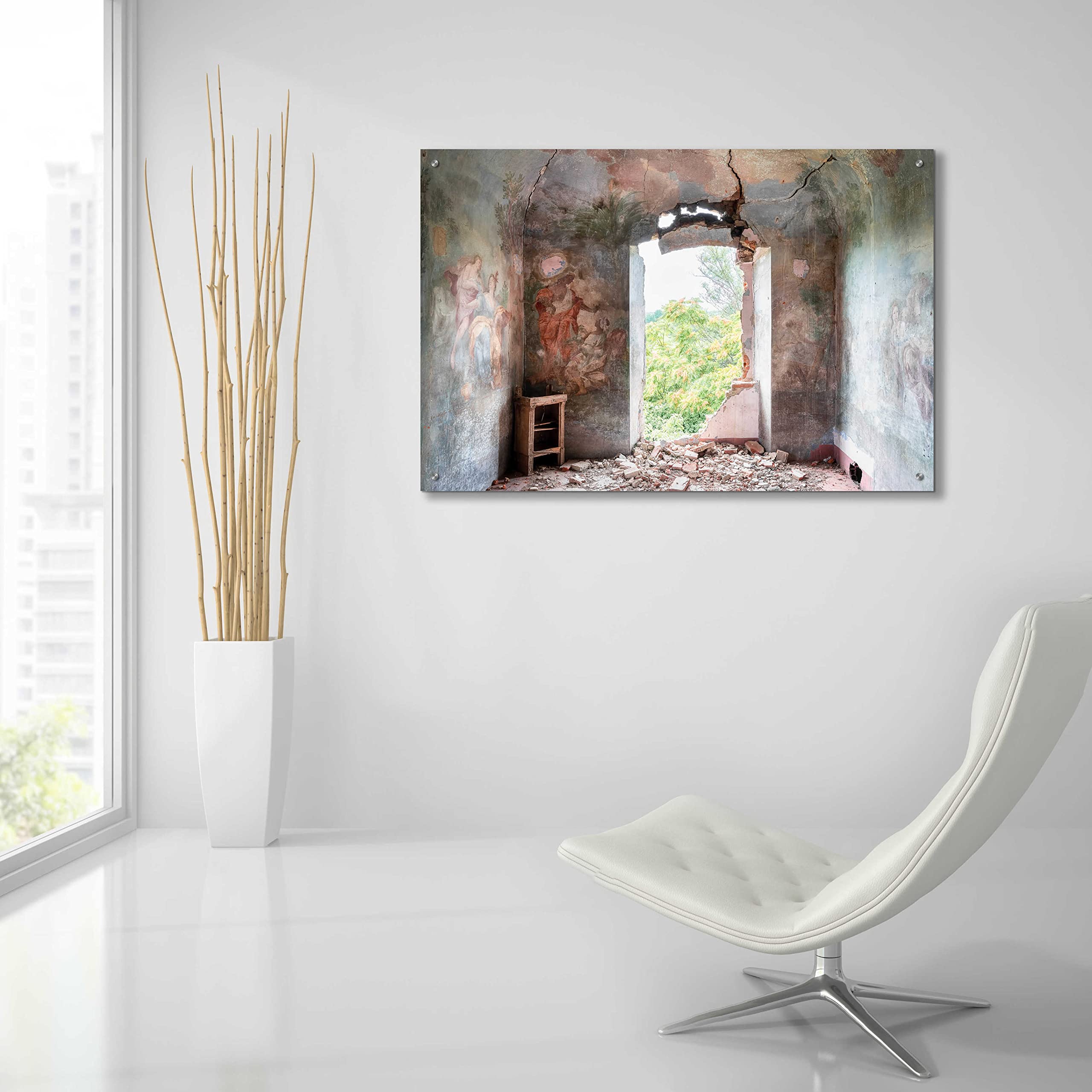 Roman Robroek 'Crack in The Wall' Acrylic Glass Wall Art - 36x24 Inches Modern Abstract Painting for Living Room, Bedroom & Office Decor