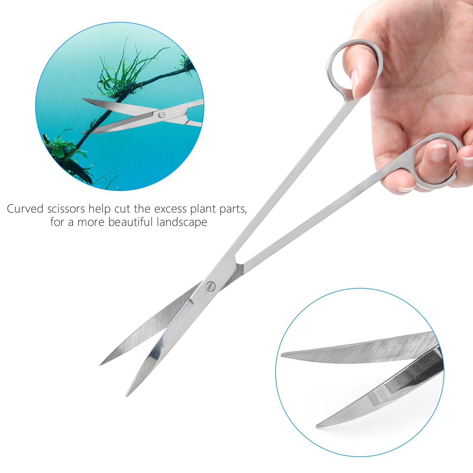 Premium 4-in-1 Stainless Steel Aquarium Tools Kit - Anti-Rust Aquatic Plant Scissors, Tweezers, Spatula for Fish Tank Cleaning & Aquascaping | Perfect for Freshwater Planted Tanks, Nano Aquariums & Aquascaping Enthusiasts