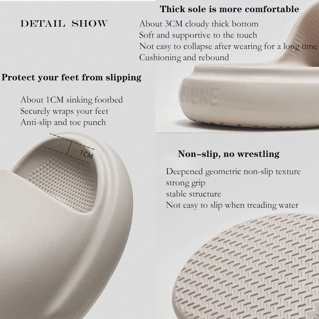 **Men's & Women's Non-Slip Indoor Slippers - Breathable Cloud Slides for Summer, Shower, Bathroom, Home - Lightweight Rubber Sole House Shoes for Comfort & Relaxation**
