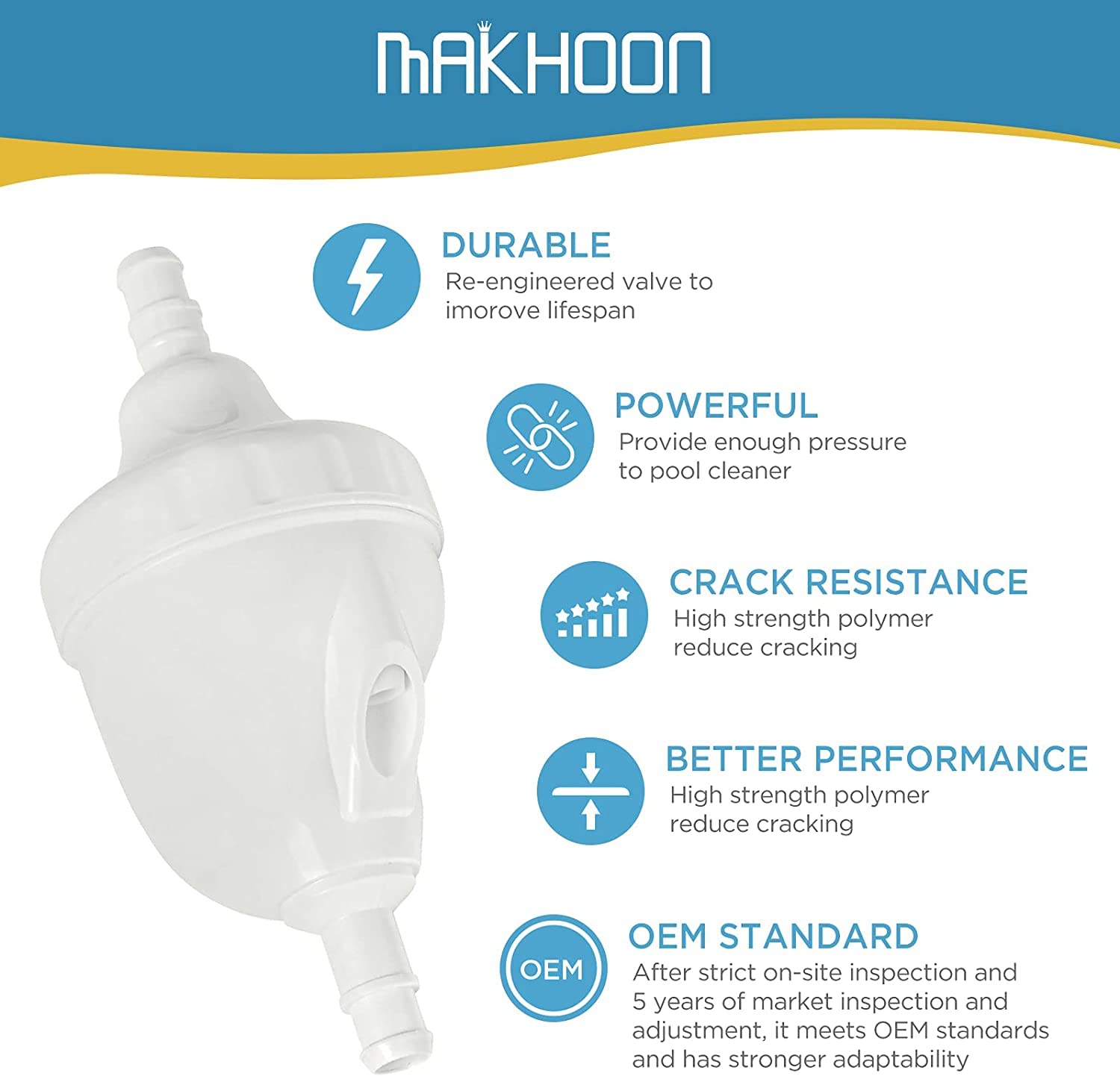 Upgraded Makhoon Pool Cleaner Feed Hose Replacement for Zodiac Polaris 280 380 180 3900 - Compatible with G5 Models (Not for Polaris 360) - Durable Swimming Pool Maintenance Accessory for Efficient Cleaning