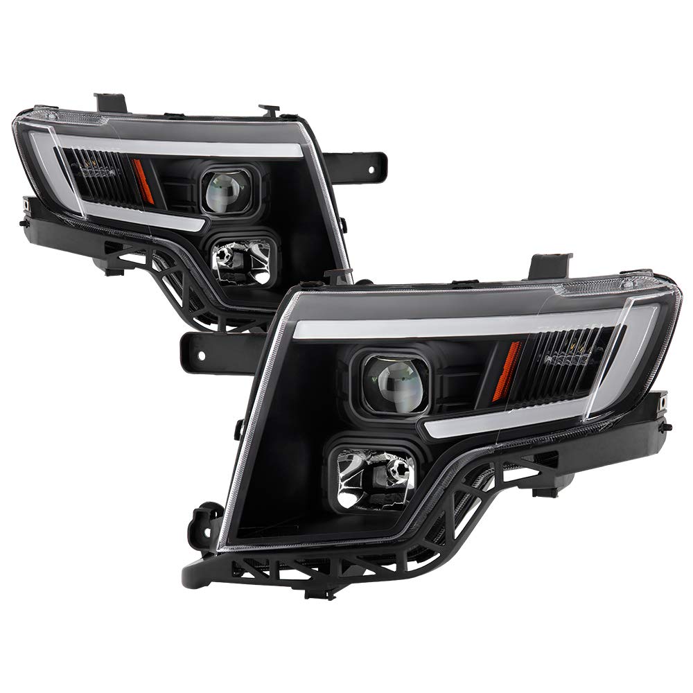 LED Light Tube DRL Headlights for Ford Edge 2007-2010 - Black/Clear Lens - High Visibility Daytime Running Lights for Enhanced Safety & Style