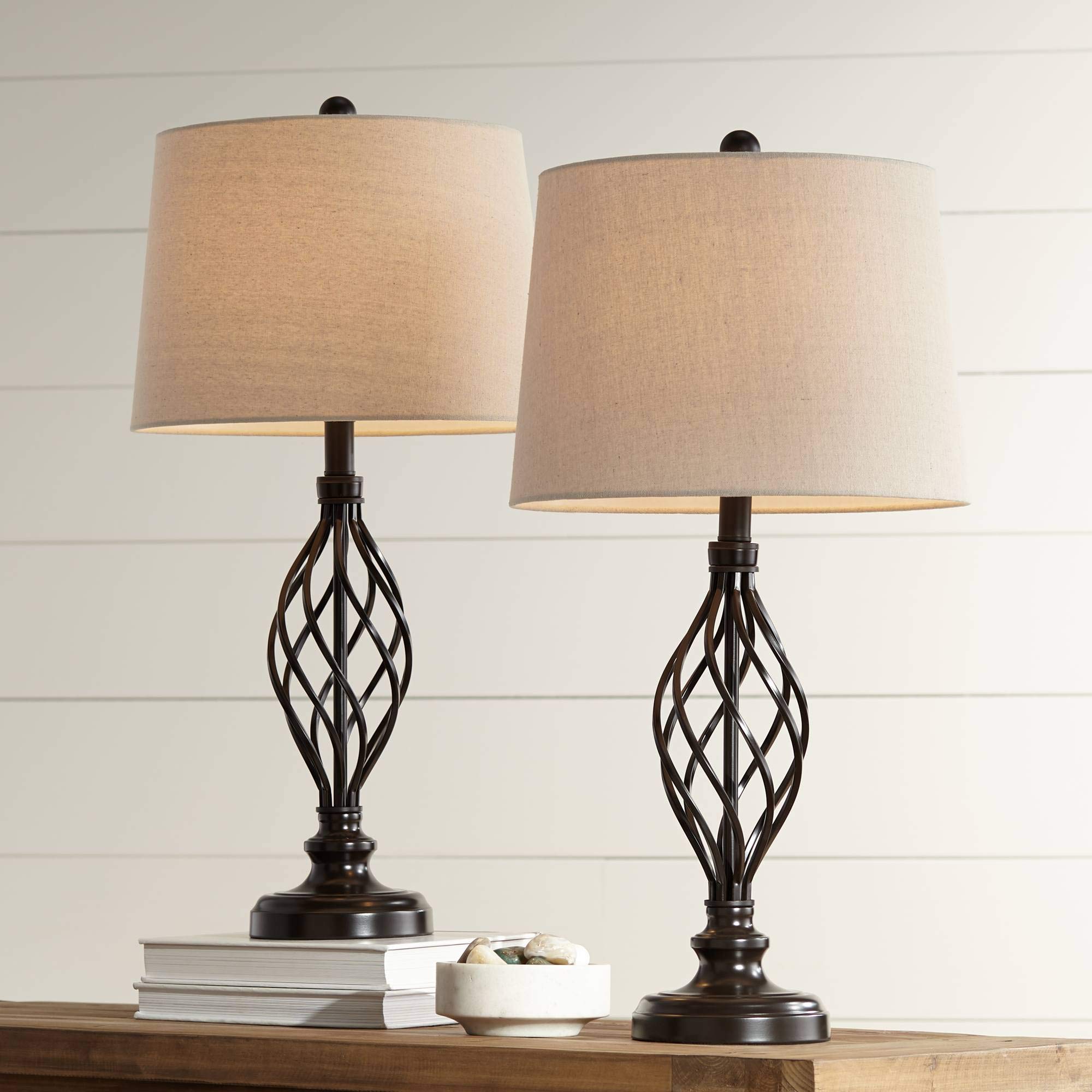 Franklin Iron Works Annie Traditional Rustic Farmhouse Table Lamps - Set of 2, 28