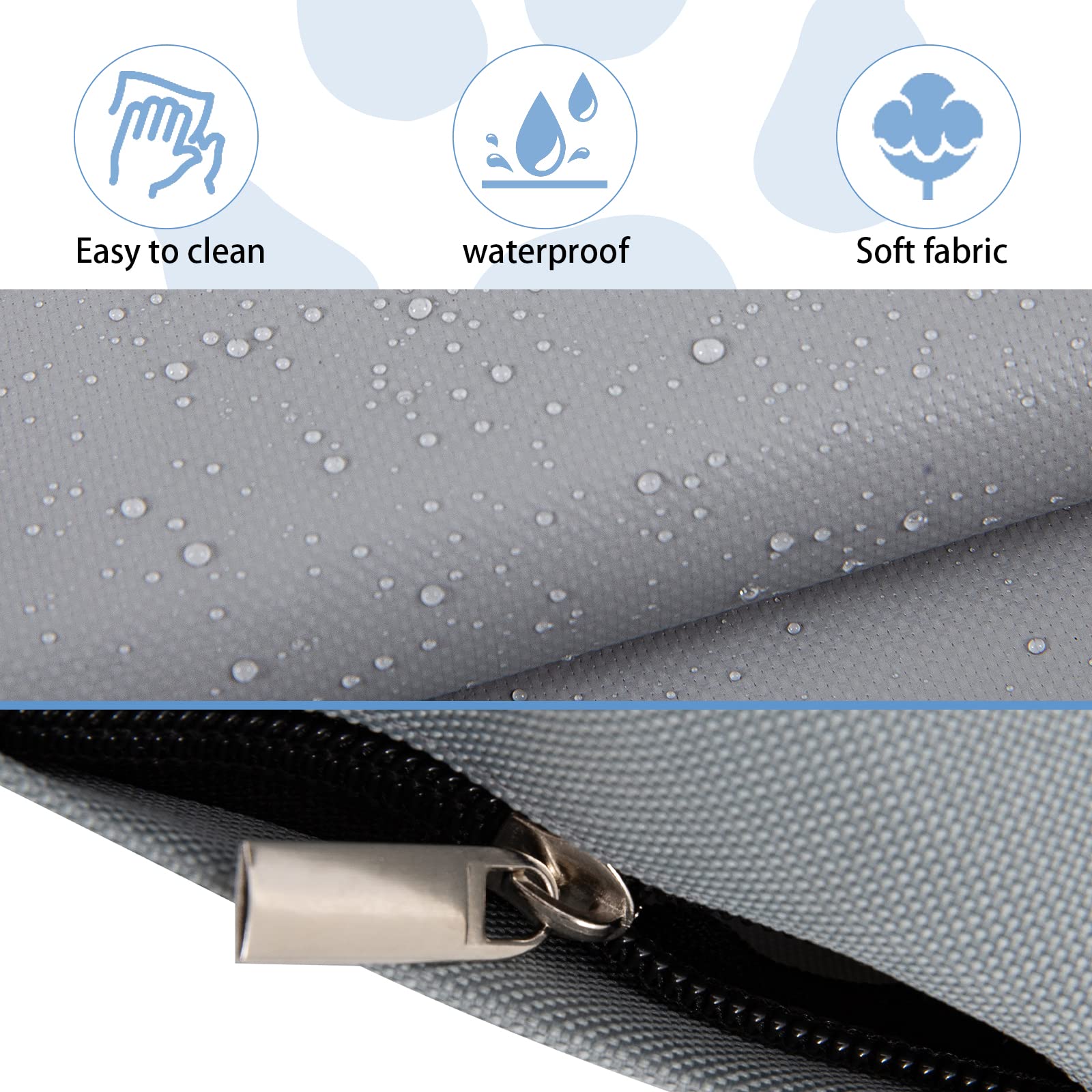 Waterproof Dog Bed Cover with Zipper - Washable Oxford Pet Bed Sheet, Easy to Remove Hair Resistant Crate Pad Cover - Replacement for Dog Beds (34