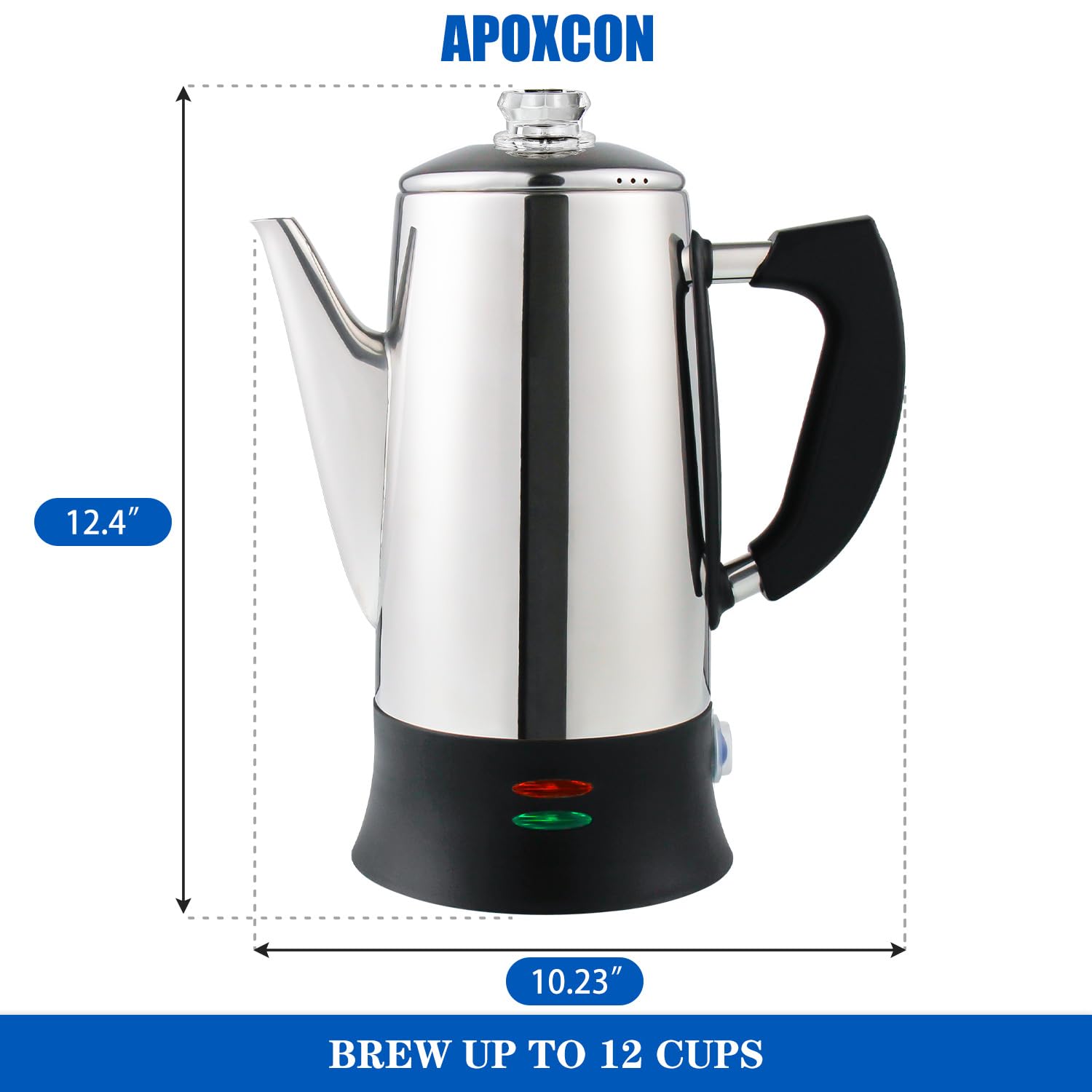 12 Cup Electric Coffee Percolator - Stainless Steel Coffee Maker with Heat-Resistant Glass Knob, Auto Keep Warm & Cordless Serving - ETL Certified for Safety - Perfect for Home, Office, Camping and Outdoor Use