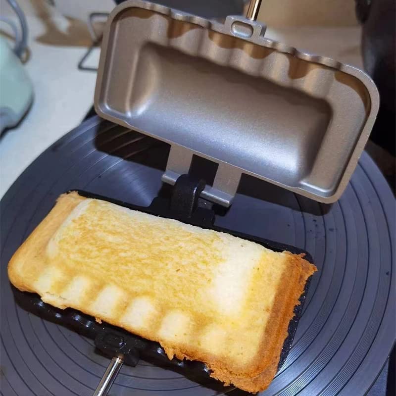 Non-Stick Double-Sided Sandwich Maker & Grill Pan - Removable Baking Tray, Foldable Design for Easy Storage - Perfect for Breakfast, Camping & Quick Meals
