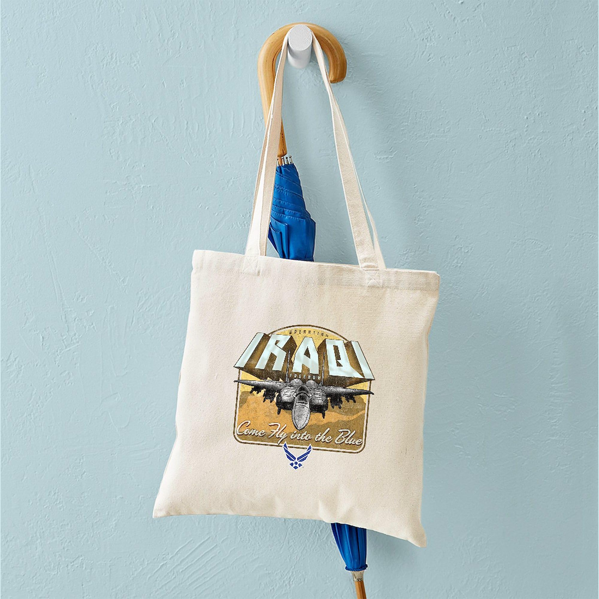 USAF Operation Iraqi Freedom Tote Bag - Natural Canvas Reusable Shopping Bag for Military Support, Grocery Shopping & Daily Use