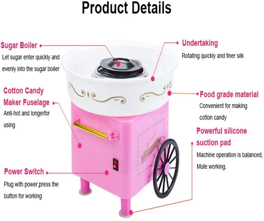 Qiuqiu Electric Cotton Candy Maker Machine - DIY Candy Floss Maker for Home & Kitchen, Sugar Yarn Spinner for Kids & Family - Perfect for Birthday Parties, Carnivals & Home Treats