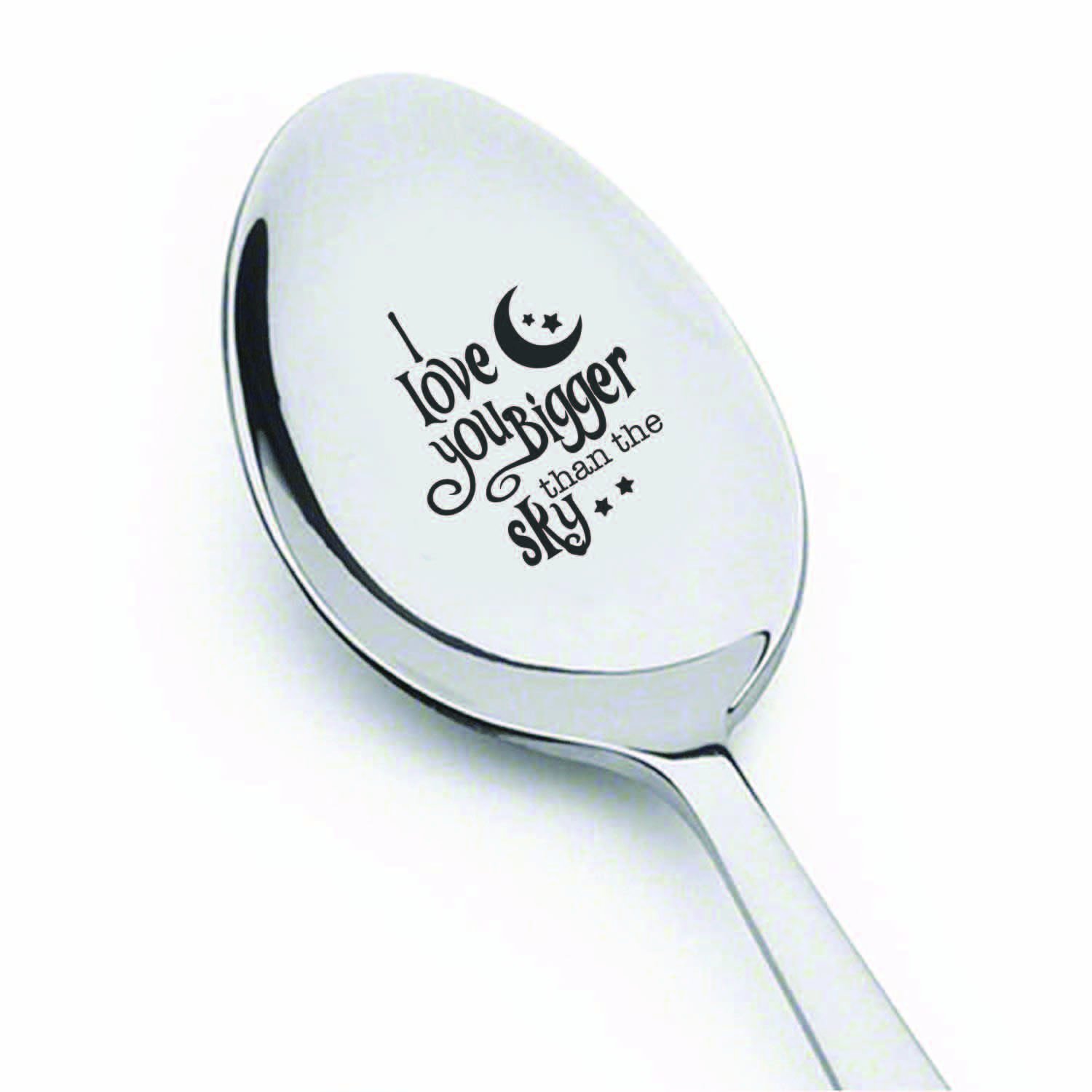 Personalized Engraved Spoon - 'I Love You Bigger Than The Sky' Father's Day Gift, Engagement Present, Friendship Keepsake - 7 Inch Teaspoon - Perfect for Dads, Couples & Special Occasions - Ideal for Coffee, Tea & Dessert Moments