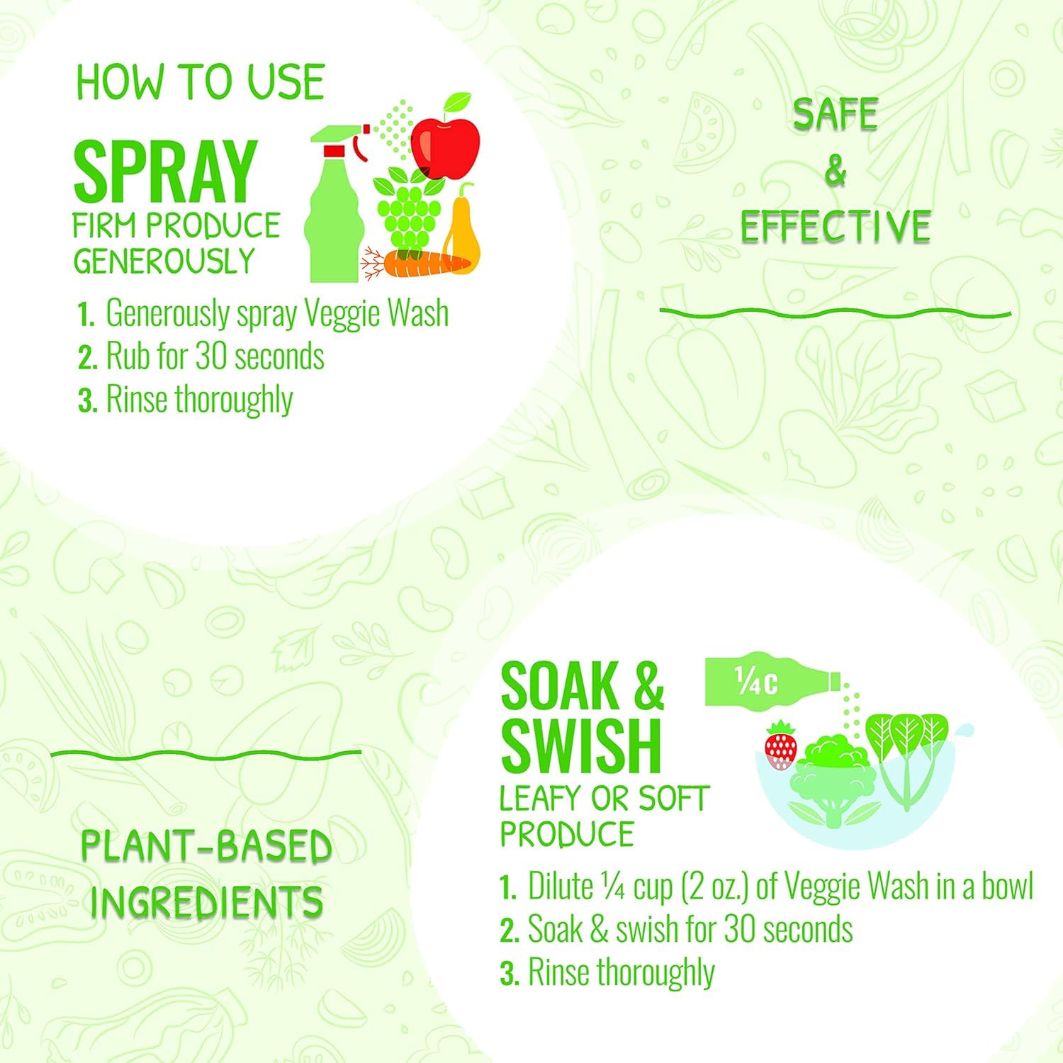 Organic Fruit & Vegetable Wash - 32oz Natural Veggie Cleaner for Fresh Produce | Safe & Effective for Fruits, Vegetables, Herbs | Perfect for Pre-Washing Salads, Smoothie Ingredients & Meal Prep