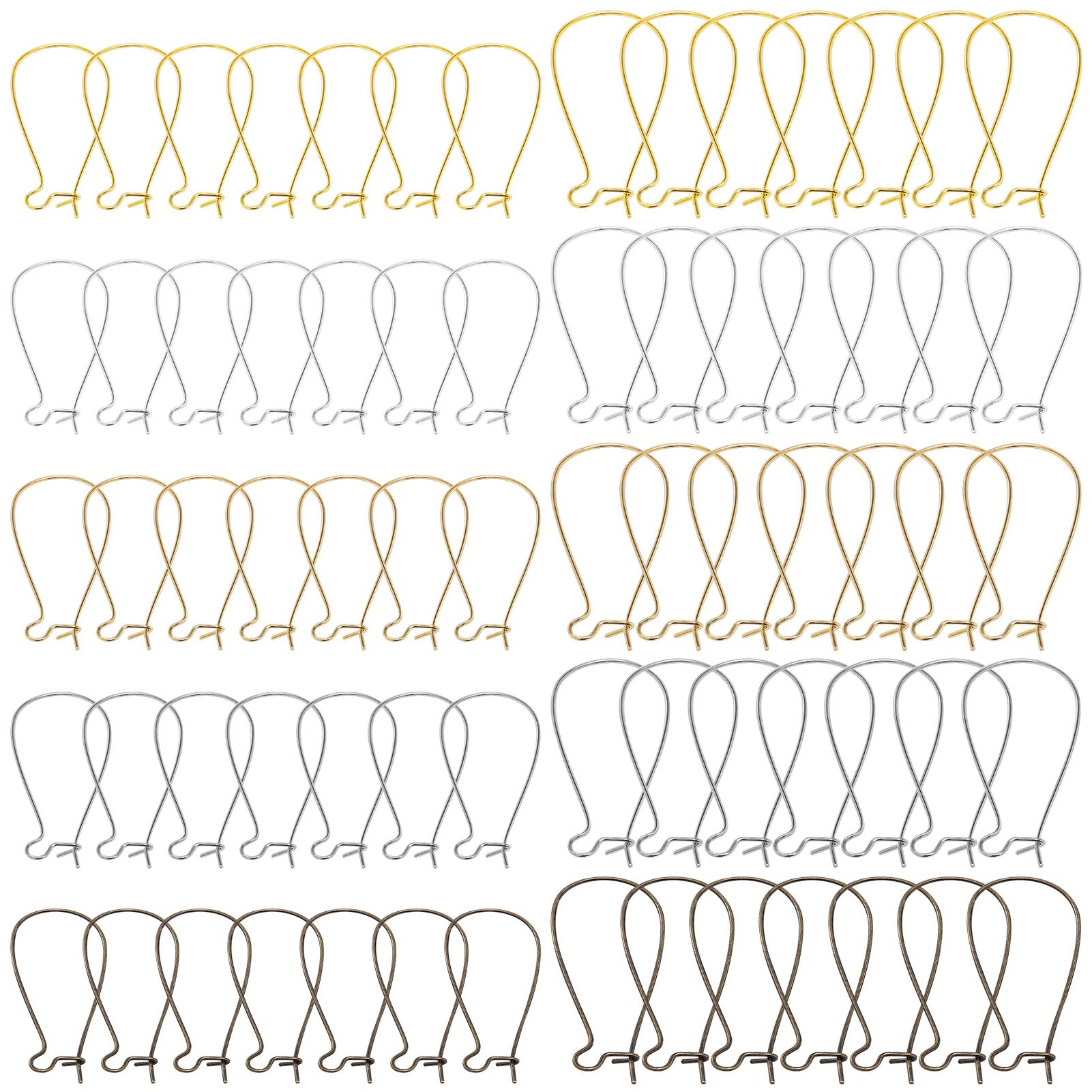 300pcs 5 Colors Hypoallergenic Ear Wires - Dangle & Teardrop Kidney Earring Hooks for DIY Jewelry Making | Perfect for Crafting Elegant, Lightweight Earrings at Home