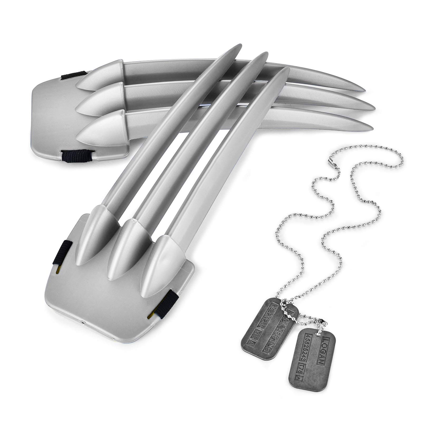 Wolverine Plastic Claws with Dog Tag Pendant - Cosplay Costume Accessory for Halloween, Comic Con & Superhero Parties