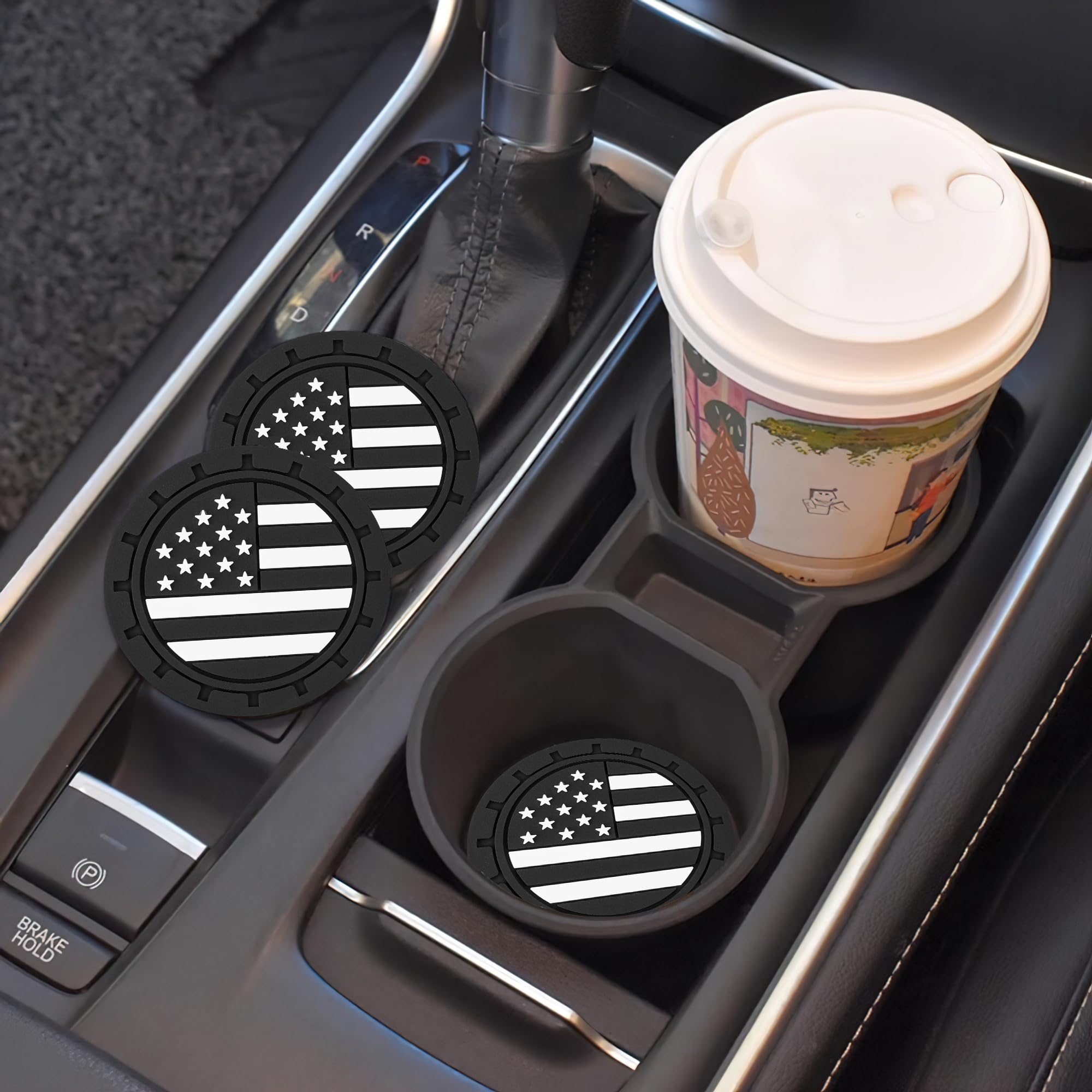 4 Pack Non-Slip Shockproof Car Cup Coasters - 2.75 Inch Universal Drink Mats for Car, SUV, Truck - Durable Auto Interior Accessories (Black) - Perfect for Road Trips, Commuting & Preventing Spills